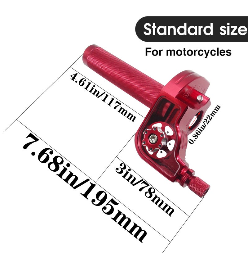 JXPANG Motorcycle Throttle Grip 7/8"" 22mm CNC Aluminum Quick Twister with Throttle Cable for KLX CR CRF EXC XR CRF50 CRF230 50 70 110 125 230 250 Dirt Pit Bike Motocross Motorbike Quad ATV (Red) - Image 5